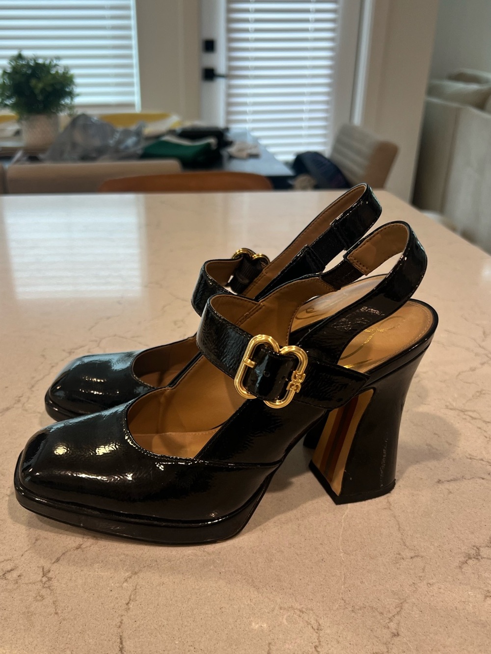 Sam Edelman Jildie Patent Slingback Block Heel Pumps - Picture 4 of 9